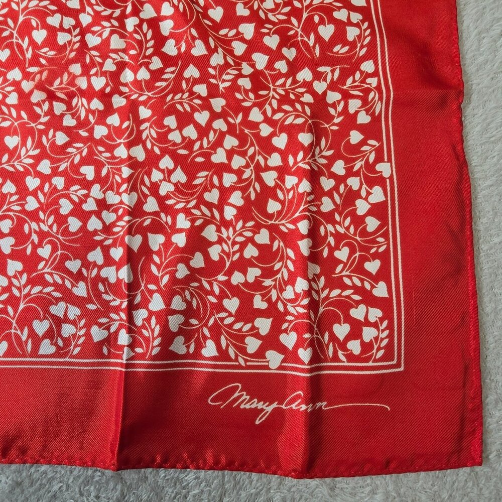 Mary Ann Hallmark Scarf Womens Vtg 1978 Square Japan Red Hearts Love Romantic - Picture 2 of 8
